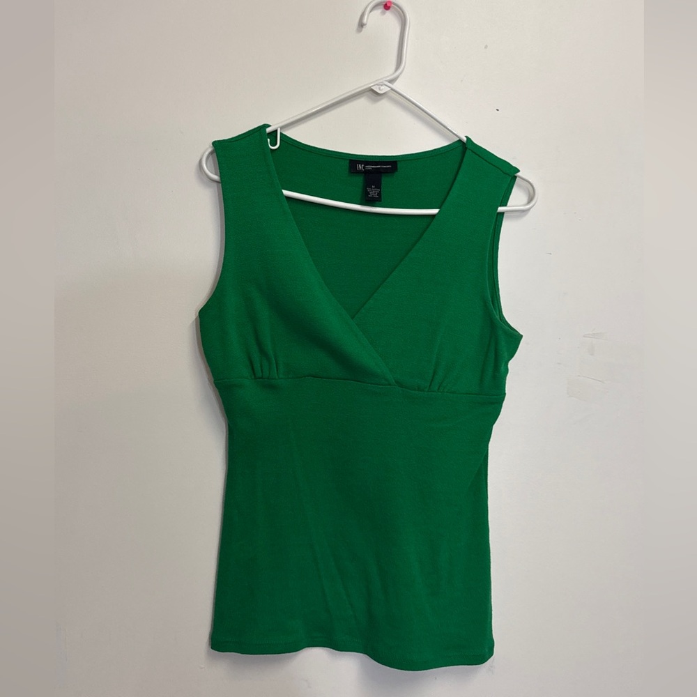 Inc blouse sleeveless green top y2k Cotton blend blouse womens blouse preppy top